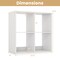 White 4 Storage Cube Bookshelf with Open Back Guardrail for Living Room Bedroom